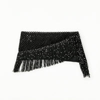 Belly Dance Hip Scarf Mesh Hip Scarf with Sequins Shimmering Fringe Skirt Lightweight Sequin Fringe Skirt Tie-up for Dancers