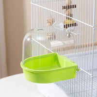 Bird Bath for Parrot, Cockatiel, and Budgie; Covered Corner Design with Screws; Pet Bird Bath for Small Birds and Canaries