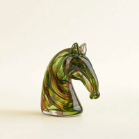 Glass Horse Figurine Marbled Glass Horse Glossy Sculpture for Art Lovers, Bookshelf, Console Table
