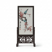 Chinese Style Table Screen Carved Freestanding Display Piece Openwork