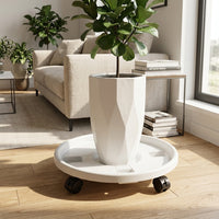 Flower Pot Stand with Plant Pot Tray and Base, Heavy Duty PP Material Pot Stand with Swivel Caster Wheels for Large Indoor Houseplant Decor