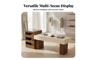 Spacious Countertop Clothing Shop Display Island Solid Load-Bearing Retail Island Counter Multi-Level Storage Merchandise Display Table Tempered Glass Top for Boutique Owners, Visual Merchandisers, Shop Managers, Boutiques, Accessory Shop S, Showrooms