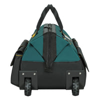 Rolling Tool Bag Telescopic Handle Wheeled Tool Bag Contrast Stitching Flap Pockets