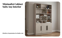 Modern Design Wine Rack Cabinet Multi-Functional Wine Bar Cabinet Sturdy and Long-Lasting Sideboard with Hutch Adjustable Shelves for Home Entertainers, Homeowners, Adults, Entryway, Kitchen