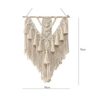 Woven Wall Tapestry Handmade Boho Tapestry Wooden Rod