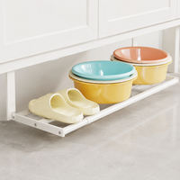 Under Sink Storage Rack, Adjustable Cupboard Organiser, Telescopic Metal Under Sink Storage, 51-87cm Width for Cleaning Supplies