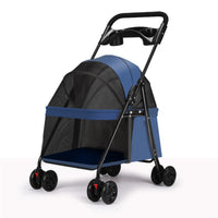 Pet Stroller with Tray Four-Wheel Foldable Pet Stroller Breathable