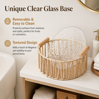 Luxury Woven Plant Fiber Laundry Hamper, Handwoven Washing Basket with Wood Handle, Brown Storage Basket for Dirty Clothes
