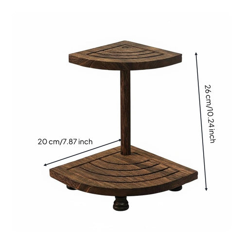 2-Tier Wooden Corner Shelf Solid Wood 2 Tier Wooden Shelf Multi-Functional