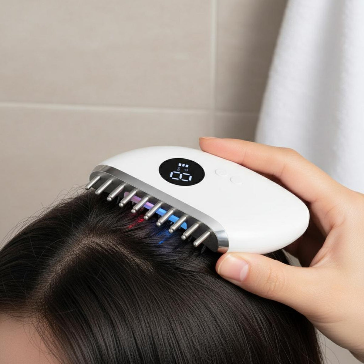 Portable Design Electric Massage Comb Rechargeable Vibrating Scalp Comb Cordless Red Light Treatment Brush Full Body Use for Home, Travel, Office