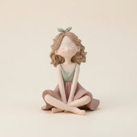 Girl Figurine Matte Tabletop Girl Statue Compact Desktop Figurine for Desk, Shelf, Nightstand