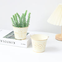 Mini Vintage Iron Bucket Flower Pot for Succulents, Desktop Decor