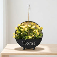 Home Decoration Plant Pots for Indoor Plants, Pack of 4 Round Metal Wall Planters, Hanging Basket with Lights, Nordic Style Hallway Decor