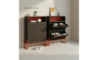 Metal Shoe Storage Unit Steel Construction Tipping Shoe Storage Unit Space-Saving Design Household Furniture for Entryway