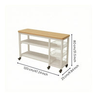 Mobile Kitchen Cart with Wood Top Space-Saving for Apartment