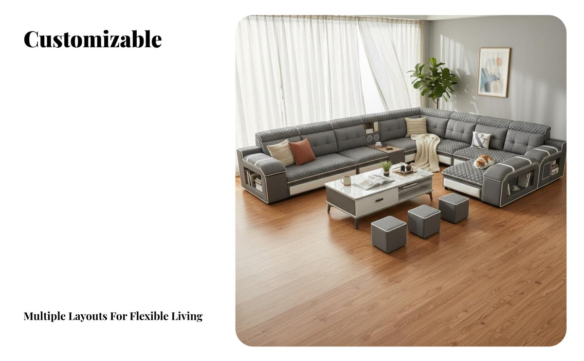 L-Shaped Chaise Sofa Removable and cleanable Cover Configurable Chaise Sectional pet-tolerant textile Living Room Furniture for Apartment Dwellers, Home