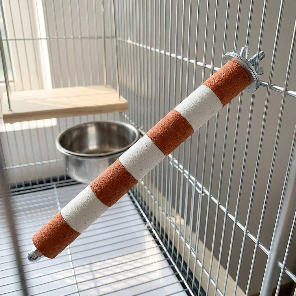 Parrot Perch Straight Rod Bird Stand, Sanded Bird Grinding Perch for Paw Grinding, Parrot Cage Perch with Bolt and Washer for Small Medium Birds