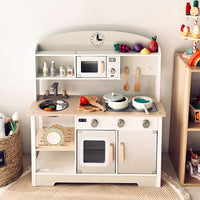 Wooden Pretend Play Kitchen Toy Set for Kids Cooking Role-Play Gift for Girls