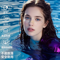 跨境专供欧美镭射闪粉雀斑妆贴片音乐节可爱妆容仿真脸部纹身贴纸