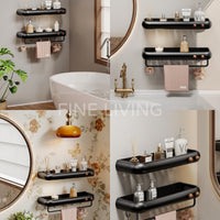Bathroom Storage Rack, Wall-Mounted, No Drilling, Space Aluminum, Modern Simple Style