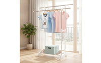 Freestanding Double Rod Clothes Rack Adjustable Garment Rack with Shelf Space-Saving Furniture Rolling for Laundry Room, Bedroom, Balcony, Apartment