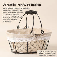 Storage Basket with Double Handles for Shopping and Home Organization, Stainless Steel Fruit and Vegetable