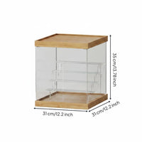 Display Stand Space Saving Wood Acrylic Shelf Dustproof for Collector Room