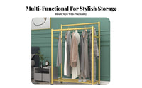 Mobile with Wheels Rolling Double-Rod Clothing Rack Large Capacity Double Rod Rolling Clothes Rack Heavy Duty Garment Stand Easy Assembly for Apartment Dwellers, Shop Owners, Bedroom, Dormitory, Dorm Room, Retail Retail Outlet