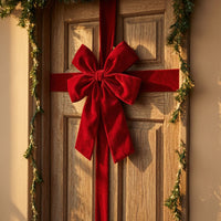 Door Bow with Ribbon Red Decoration Festive Decorations for Decorators, Photo Backdrop