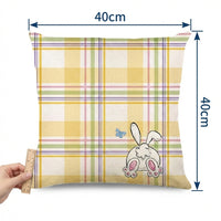 Easter Bunny Pillow Cover Machine Washable Easter Pillow Cover Zipper Bunny Print Throw Pillow Case for Families, Living Room, Sofa, Armchair