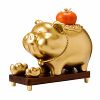 Pig save Bank with Base Glossy Piggy Bank Figurine Tabletop Pig Figurine with Pedestal for Living Room