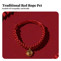 Pet with Lucky Charm Handmade Red String Pet Eye-Catching Design Gentle Pup Necklace for Cats, Dogs, Festivals, Daily Wear, Photo Shoots