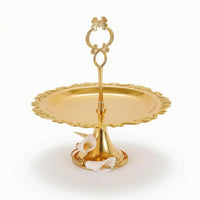 Dessert Stand with Handle Polished Serving Tray Round for Buffets, Party Hosts