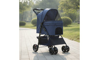 Collapsible Foldable Pet Stroller with Tray Mesh Pet Stroller with Storage Basket Breathable Carrier Compact for Travel
