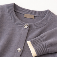 Women's Cardigan with Front Closure and Round Neck Design, Chunky Knit in Soft Viscose Fiber for Warmth