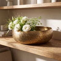 Hammered Metal Bowl Textured Bowl with Hammered Finish Shallow for Tabletop, Entryway Table, Living Room