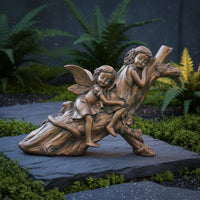 Sleeping Fairy Sisters Statue Whimsical Design Bronze Finish Fairy Ornament