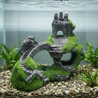 Castle Aquarium Ornament Stone-Like Aquatic Hiding Cave Mossy