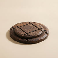 2 Pieces Wooden Hot Pad Thick Hot Pad with Carved Groove Solid Wood Tableware for Dining Table, Kitchen Counter