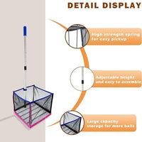 Portable Telescopic Ball Picker for Tennis and Pickleball with Storage Net