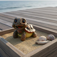 Cute Big-Expressive-Eyed Turtle Statue Whimsical Mini Turtle Garden Statue
