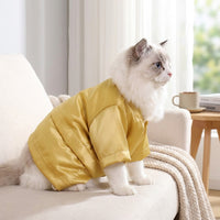 Cat T-Shirt Style Long Sleeve Top, Solid Silk-Like Material, Lightweight Cat Shirt for Seasonal Celebration Clothing and Cool Pet Fashion