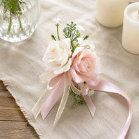 2 Pieces Wrist Corsage and Boutonniere Set Formal Decoration for Ceremony