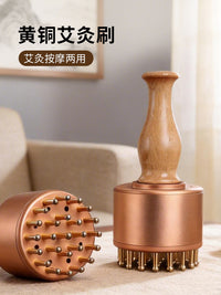 Pure Brass Moxibustion Meridian Brush with Scraping Function