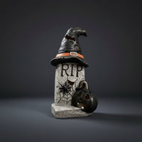 Gothic Tombstone with Witch Hat | Spooky, Tombstone Decoration, for Mantel