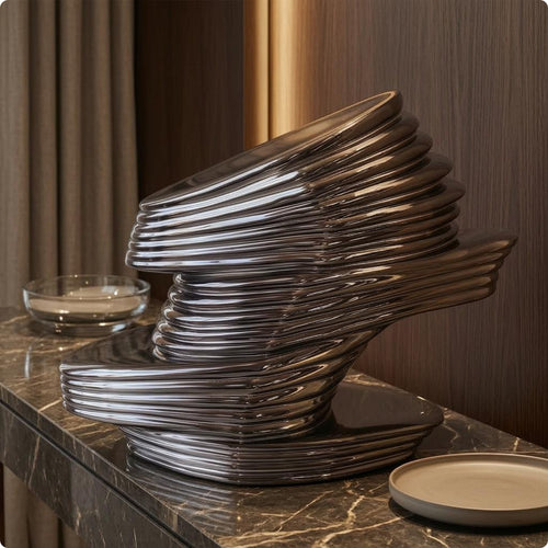 Decorative Resin Vase Electroplated Finish Sculptural Vase Home Decor for Hotel