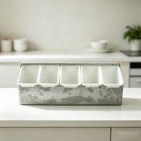 Condiment Organizer Countertop Organizer with Compartments Space-Saving Seasoning Stand for Prep Station