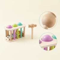 Developmental Wooden Pounding Toy with Mallet Sensory Pounding Bench with Mallet Compact Wooden Hammer Toy Rounded Edges for Toddlers, Playroom