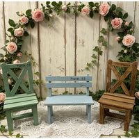 Solid Wood Backrest Chair Flower Stand Photography Prop Small Stool