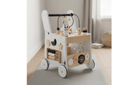 Anti-Tip Wooden Baby Stroller Bead Maze Activity Stroller Multifunction Walking Aid Multifunctional for Toddlers, Babies, Indoor